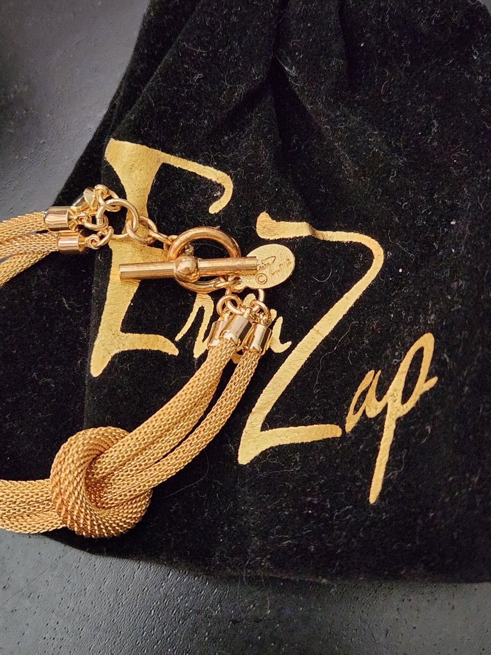 Gold Mesh Knot Bracelet with Toggle Clasp